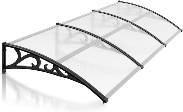 Detalle de Jiubiaz tettoia per porta di casa 300 x 100 cm in policarbonato trasparente, spessore 6 mm