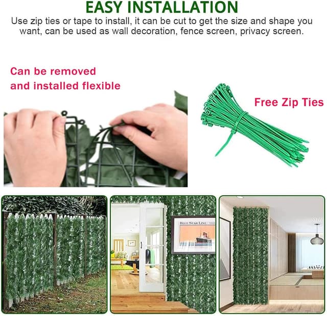 Detalle de FUOBECIE Artificial Ivy Fence Screen 1 x 3m