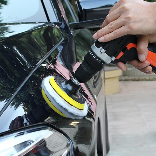 Thumbnail 6 de JOYSAL kit lucidatura auto 8 pezzi per trapano: tamponi in lana da 80 mm con adattatore M10