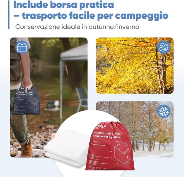 Thumbnail 6 de Sekey zanzariera per gazebo 3x3 m con cerniera e cinturini