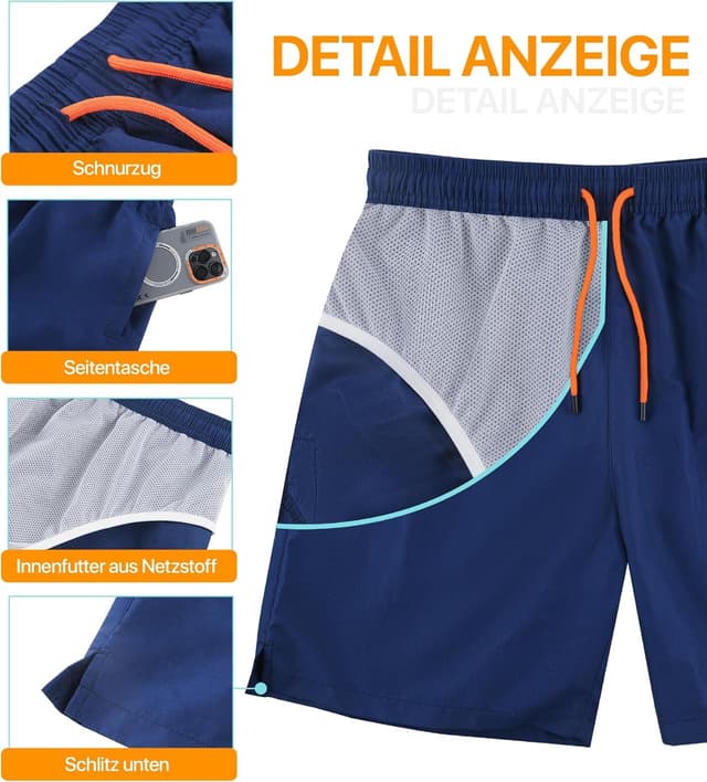 Detalle de SIHOHAN Herren Badeshorts 95% Polyester