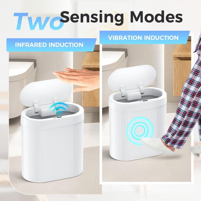Detalle 2 de jinligogo 2-Pack 5 Gallon Touchless Bathroom Trash Can with Motion Sensor Lid (White)