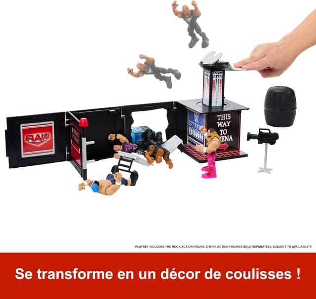 Detalle de Coffret Microphone Boss Final Knuckle Crunchers JFX07 avec figurine articulée The Rock (8 cm) et accessoires WWE