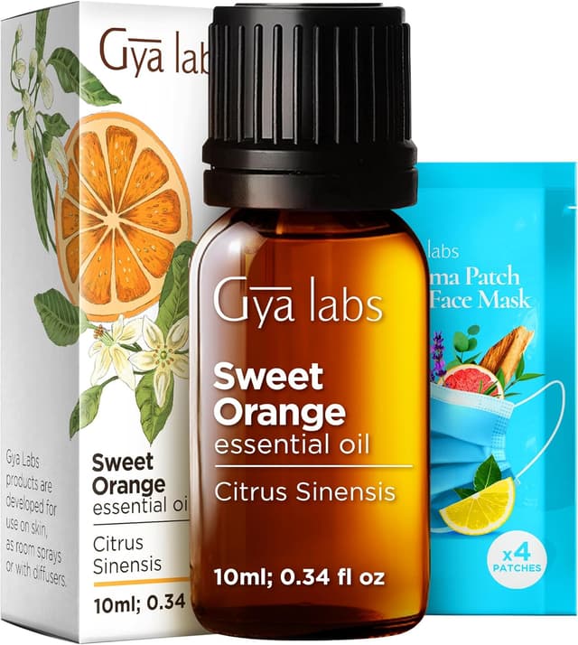 Detalle de Gya Labs Sweet Orange Essential Oil (100% pure natural) for Diffuser & Skin – 10ml