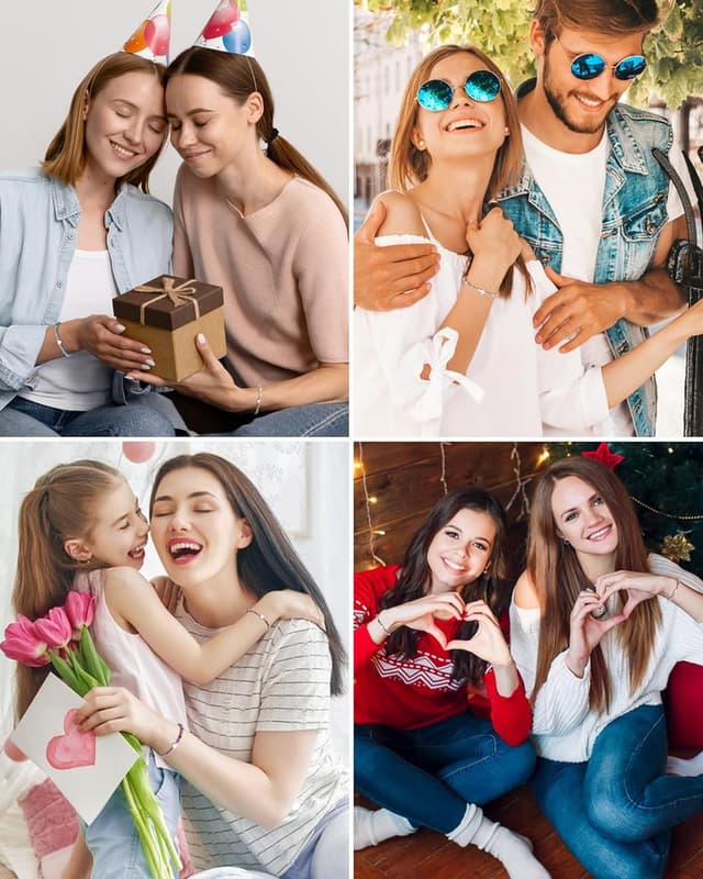 Detalle 2 de Seyaa Cadeau Anniversaire Fille : bracelet en pierre naturelle personnalisable (trèfle à 4 feuilles)