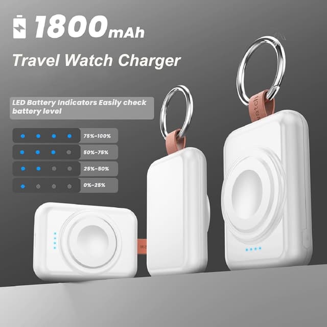 Detalle de ACEQINGSE Portable Charger for Samsung Galaxy Watch 8 (Wireless Magnetic 1800mAh Power Bank, White)