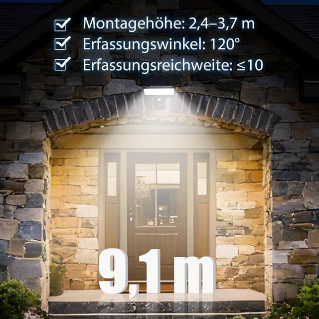 Detalle 2 de JESLED Solarlampen für Außen mit Bewegungsmelder (90 LED) – Sicherheits-Wandleuchte für Garten & Einfahrt