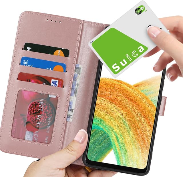 Detalle de Zouzt Wallet Case for Samsung Galaxy A33 (Rose Gold) with 3 Card Slots, Magnetic Clasp & Kickstand