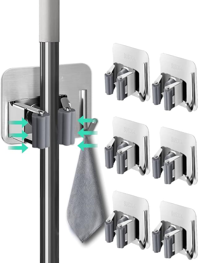 Imagen de Henrycares 6-Pack Broom Mop Holder wall hooks 🧹 en OfertitasTOP