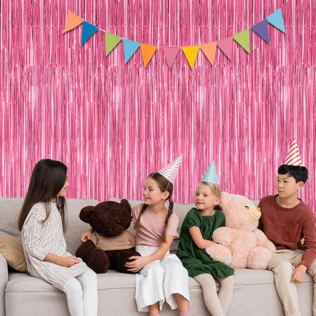 Thumbnail 4 de Pink Tinsel Backdrop 3.28x7.05 ft 2-Pack