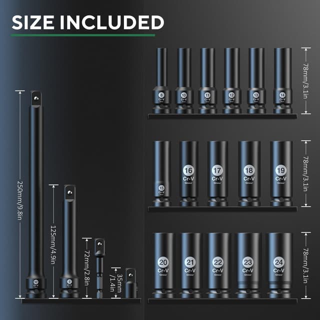 Thumbnail 2 de Ginour Set Bussole a Impatto 20 pezzi 8-24 mm