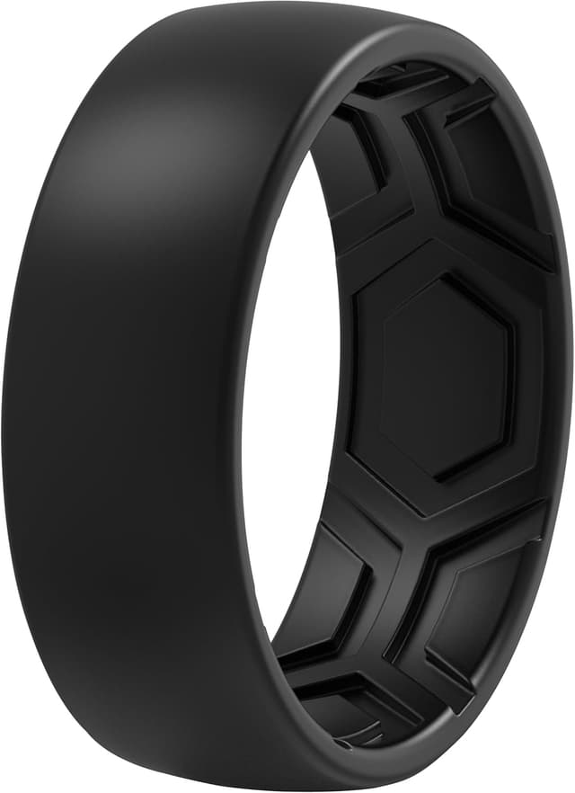 Detalle de ThunderFit Men’s Patterned Silicone Rings (8mm) — Hypoallergenic Rubber Bands Multipack