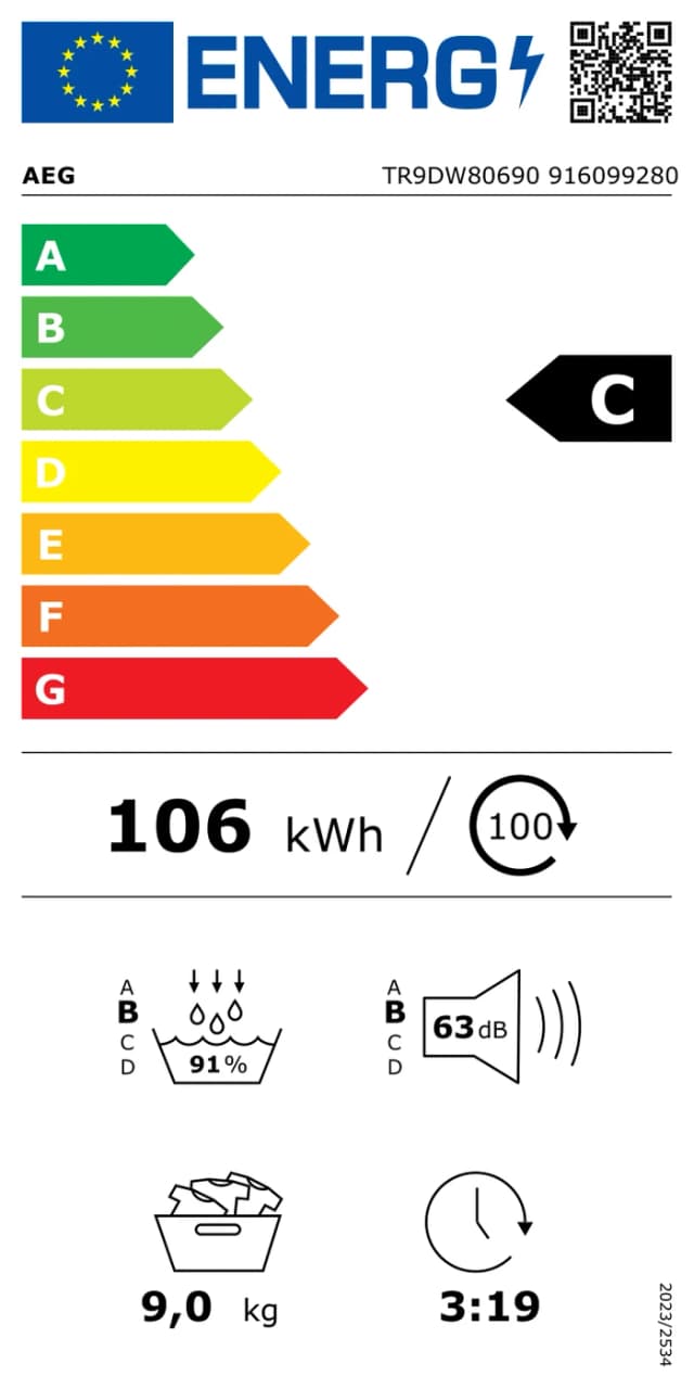 Thumbnail 10 de AEG TR9DW80690 Wärmepumpentrockner 9 kg