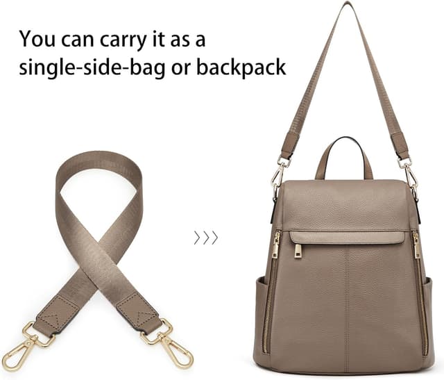 Thumbnail 6 de Kattee Zaino da donna in vera pelle antifurto minimalista con tracolla per tablet fino a 11" – cachi