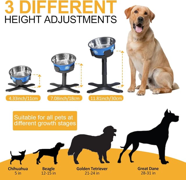 Detalle de DOUDING Raised Dog Bowl stand, adjustable heights