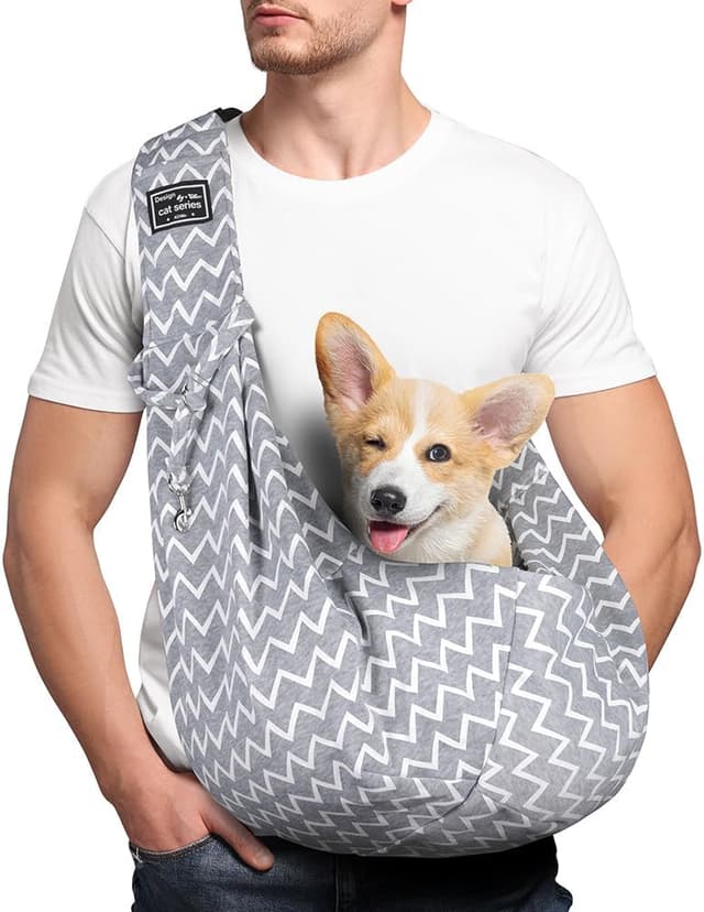 Detalle de Adiwo Hundetragetasche Welpen – wendbare Transporttasche für kleine Hunde bis 7,5 kg mit verstellbaren Schultergurten