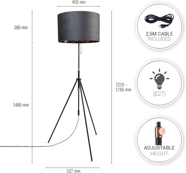 Detalle de Lampadaire salon réglable E27 2,5 m