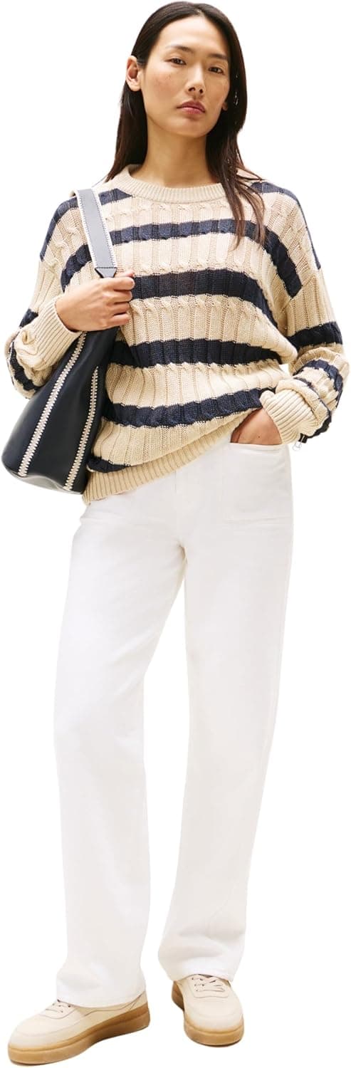 Detalle 2 de Tommy Hilfiger Women’s White Relaxed Straight Fit High Rise Jeans