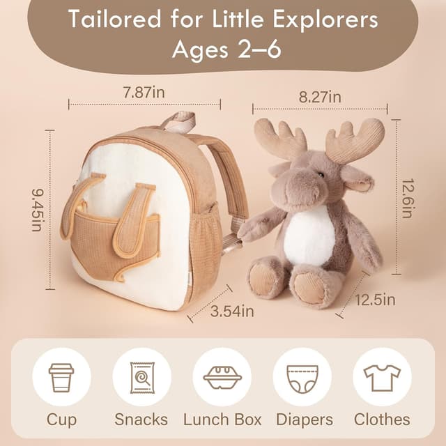 Detalle 2 de Moonkie Toddler Backpack (Reindeer Buddy) for Girls & Boys Aged 1–3