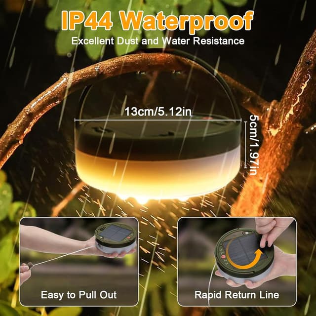 Detalle de JIMACRO 12m Camping String Lights Reel (120 LEDs) – Rechargeable fairy lights for tent, patio & events