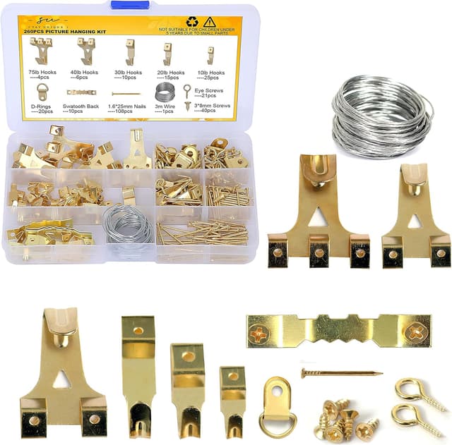Imagen de StayUnique1 Picture Hooks Heavy Duty 260‑pc Kit en OfertitasTOP