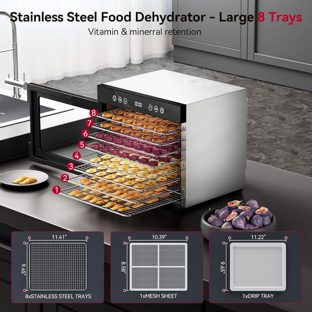 Thumbnail 6 de Food Dehydrator 8-Tray, 650W Adjustable Timer 🍽