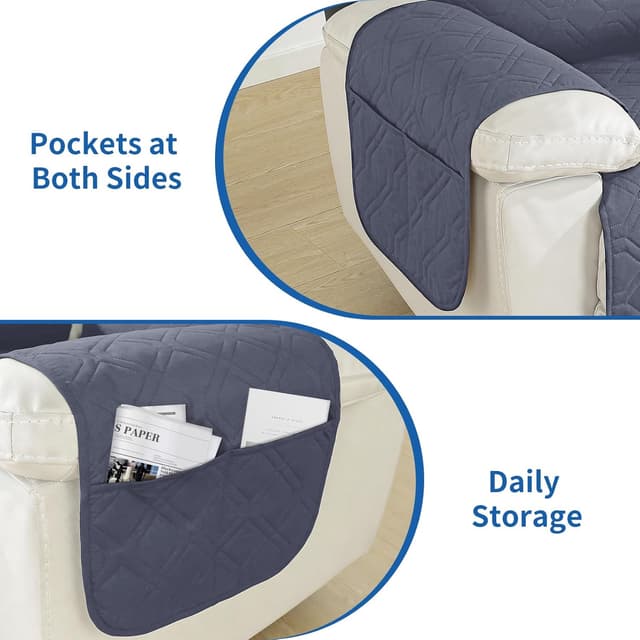 Thumbnail 6 de YSTELLAA Copripoltrona Relax reclinabile grande, impermeabile, universale a 1 posto (grigio-blu)