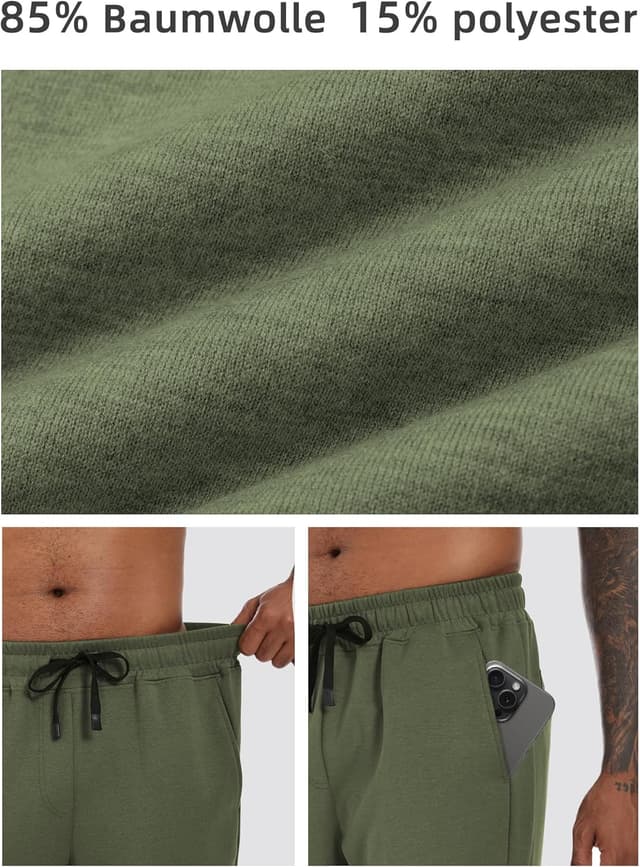 Detalle de Yageshark Herren-Jogginghose aus Baumwolle mit Stretch, atmungsaktiv & mit Taschen