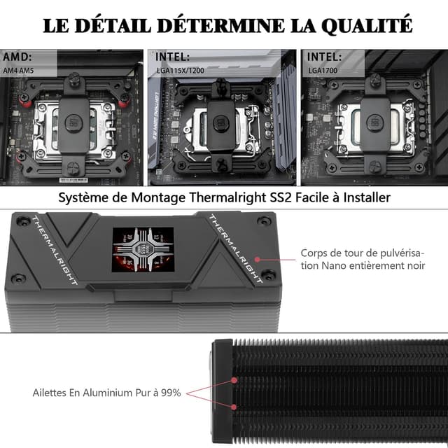 Detalle de TR Assassin Spirit 120 Vision ARGB Nero – dissipatore ad aria per CPU con display IPS 1,54” (AS120 Vision ARGB Black)