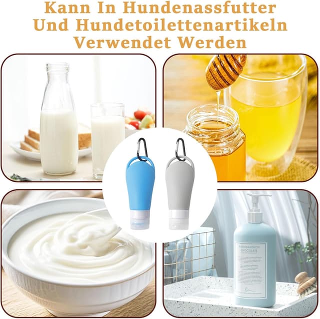 Detalle 2 de GYYXH Set: 2 Leckerlitaschen mit Karabiner + 2 Futtertuben (90 ml) zum Befüllen für Hundetraining
