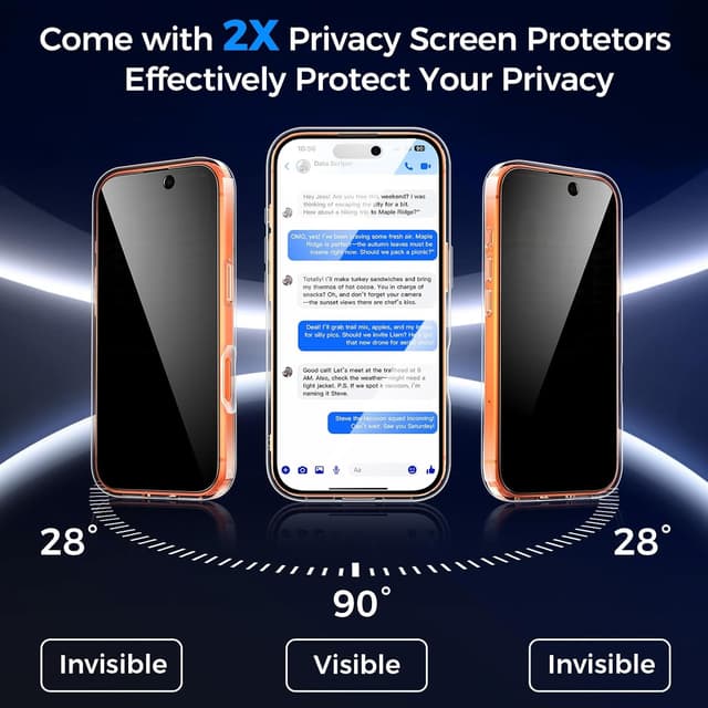 Detalle 2 de Qasyfanc Magnetic Case for iPhone 17 Pro Max (6.9") with Privacy Screen Protectors (Clear)