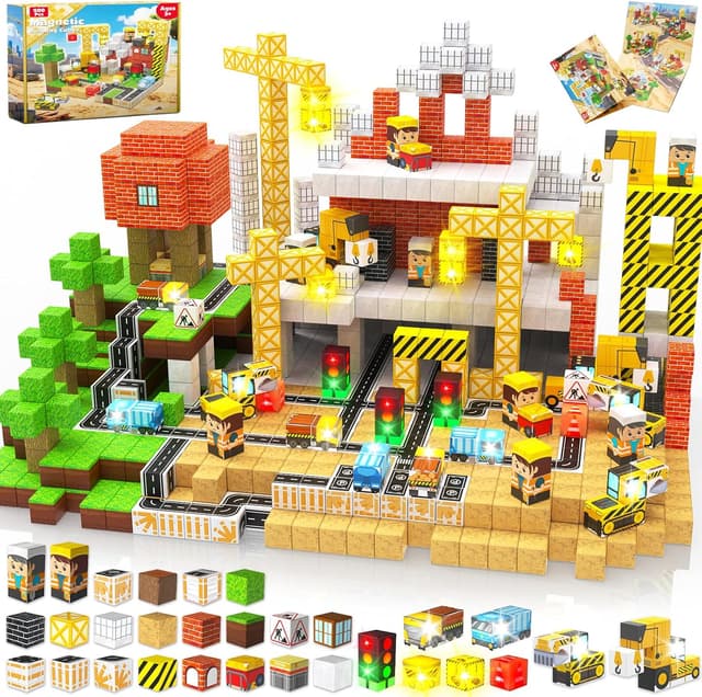 Thumbnail 6 de Annexfun 200PCS Magnetic Blocks with Light-Up Cubes (Magnetic Building Set)