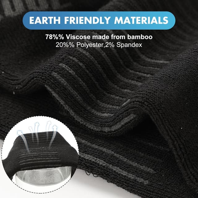 Detalle de BAMBOO COOL Men’s Bamboo Cool Ankle Socks (Low Cut, Cushioned, Moisture Wicking) — 6-Pack