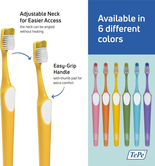 Detalle de TePe Nova spazzolino a setole medie con punta sporgente (colori assortiti)