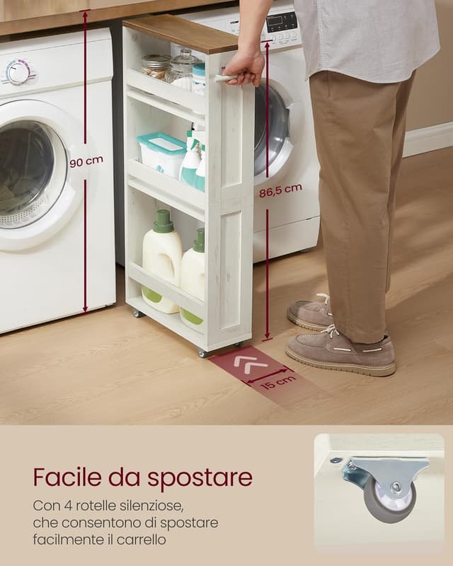 Thumbnail 3 de VASAGLE LRC050K01 Carrello 4 ripiani 15 cm