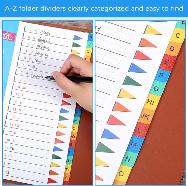 Detalle de FUYOAL A4 File Dividers (3-pack, 20 tabs each) A–Z coloured plastic index dividers