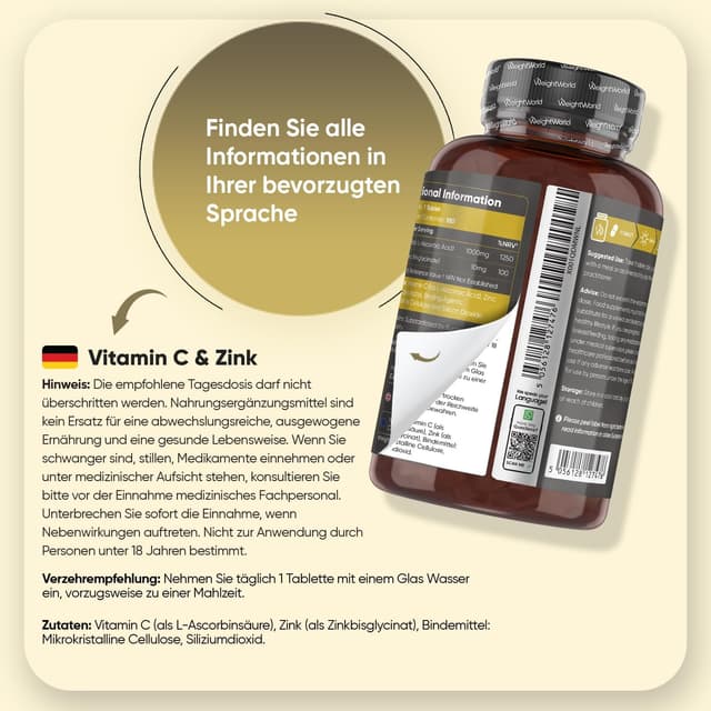 Detalle 2 de Vitamin C Zink Tabletten 1000 mg