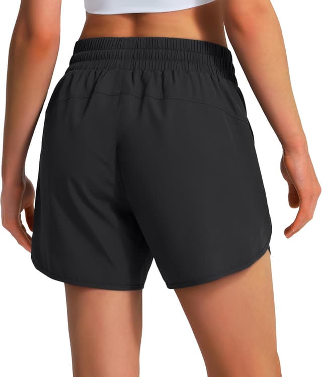 Detalle de Ksmien Women’s 5-Inch Running Shorts with Zipper Pockets, Quick-Dry, UPF 50+