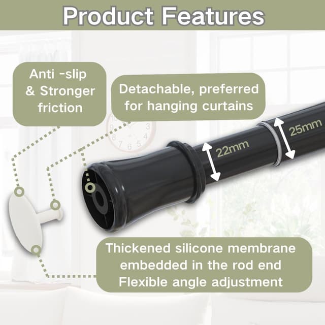 Detalle 2 de Venwemong Vorhangstange ohne Bohren 85-160 cm