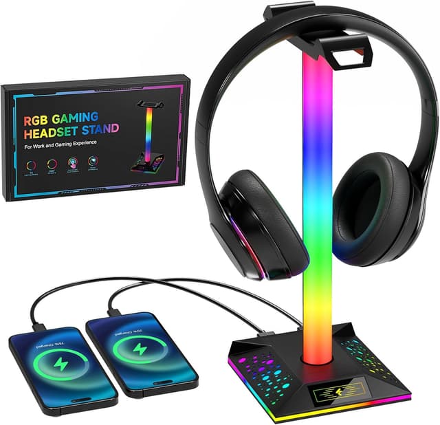 Imagen de Hcman Headphone Stand RGB with 2 USB ports en OfertitasTOP