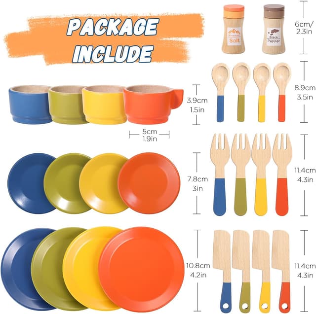 Detalle 1 de GAGAKU Wooden Play Food Sets for Kids Kitchen (26-Piece Montessori Wooden Pretend Food Set)