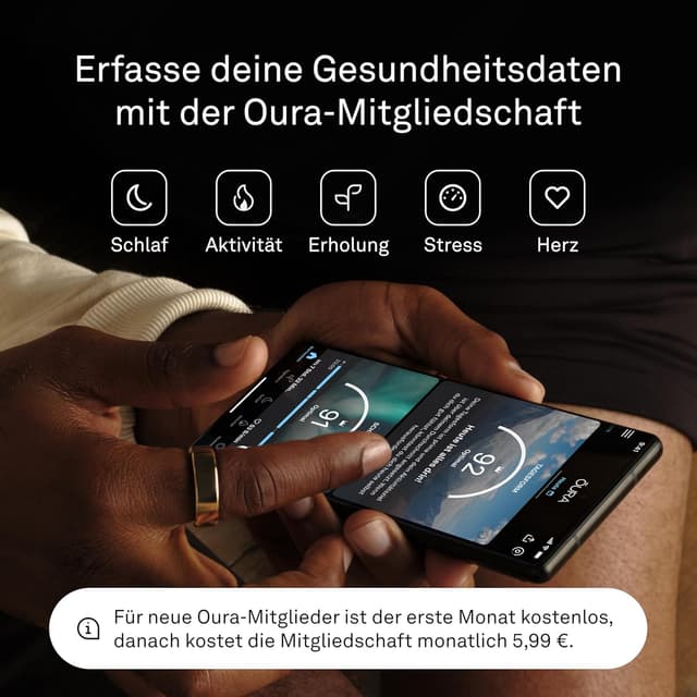 Detalle 2 de OURA Gen3 Horizon Smart-Ring (Größe 13) – Brushed Titanium Smart Ring für Schlaf-, Herzfrequenz- und Fitnesstracking