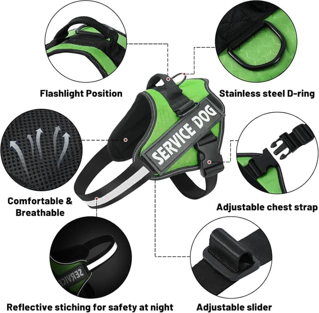 Detalle de Belababy Soft No Pull Dog Harness Small (Green) — adjustable assistance service dog vest with reflective outdoor training