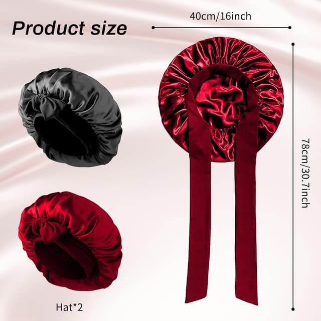 Thumbnail 2 de 2 Stück Satin Schlafmütze Seidenhaube