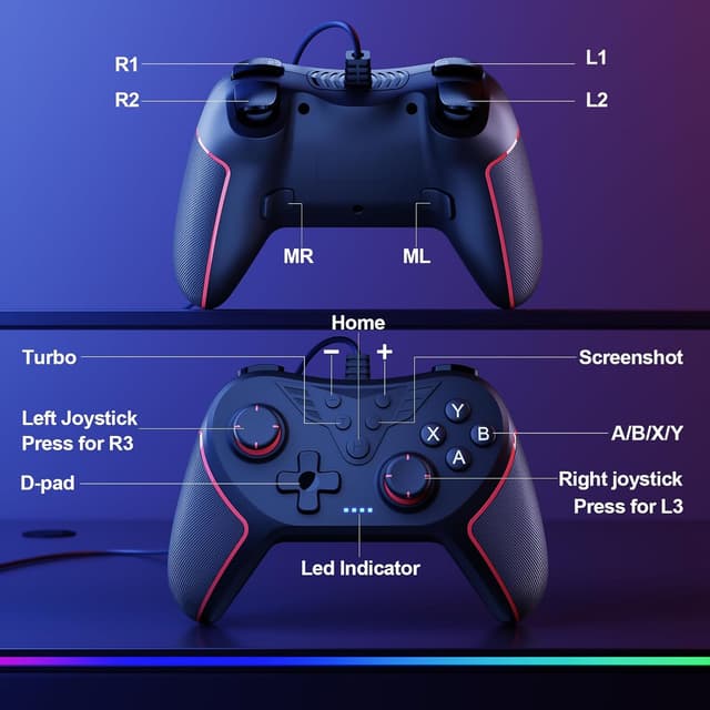 Thumbnail 6 de PC wired controller for gaming, 79-inch cord