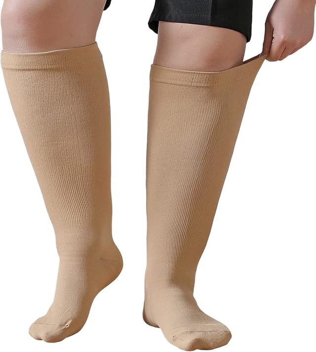 Detalle de Calze a compressione graduata da uomo e donna (2XL–7XL) per sport, viaggi e gravidanza – 1 paio