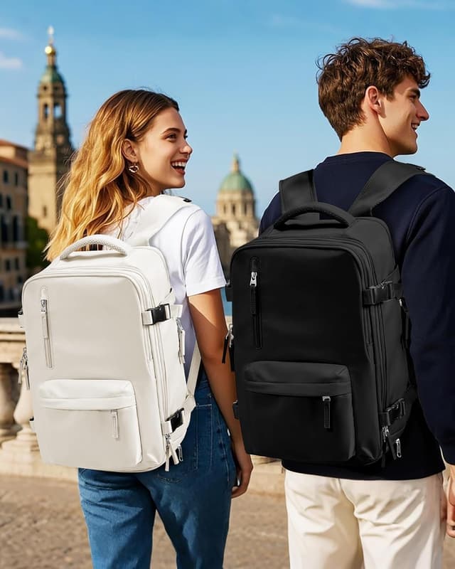 Detalle de SZLX Zaino da viaggio sottovuoto 40x30x20 con pompa, zaino cabina 40x20x25 per Ryanair e organizer per laptop 14