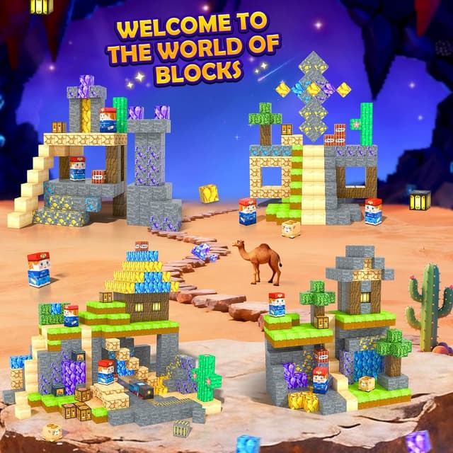 Detalle 2 de Build Mine Magnet World 100PCS magnetic tiles 🧩