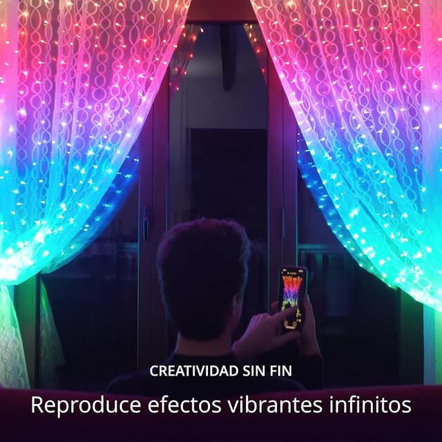 Detalle 2 de Twinkly Curtain 210 LED RGB y Blanco 🌈✨ Luces inteligentes IP44