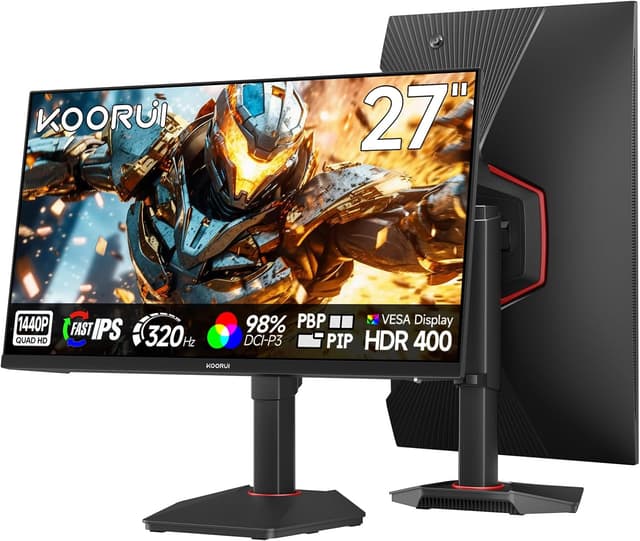 Detalle de KOORUI 27-inch Gaming Monitor (G2721E) — 320Hz QHD Fast IPS, Adaptive Sync, VESA